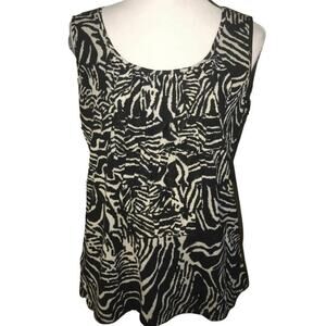 Style & Co Black and White Ruffled Front Sleeveless Top Size Large